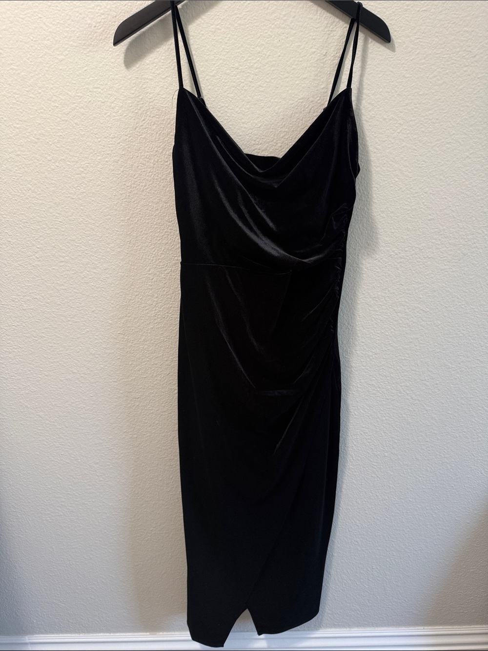 Laundry By Shelli Segal Vintage 90s Black Velvet Slip Midi Dress Sz 8